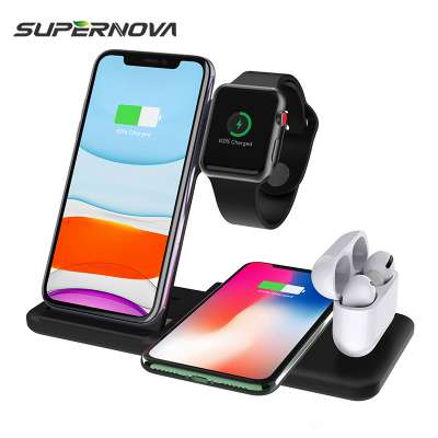 4 in 1 Wireless Charger for Iphone for Samsung Qi Standerd High Quality Fast Charging  15W Foldable Wireless Charger