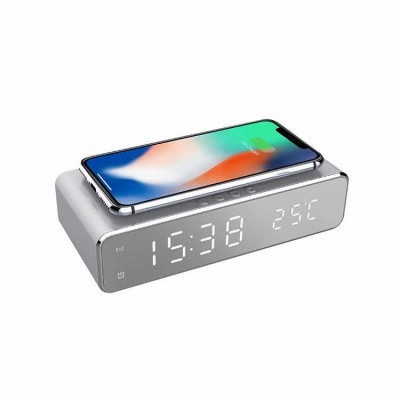 Wholesale Gift  3 In 1 10w Alarm Clock UV Lamp UVC Light Dsinfection Mobile Wireless Charger